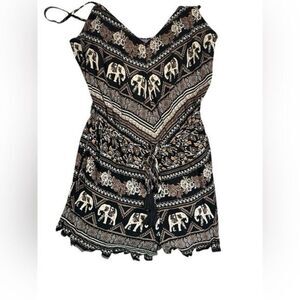 NWT - BeCool Women Black Elephants Jumper Romper Shorts - Size Small
